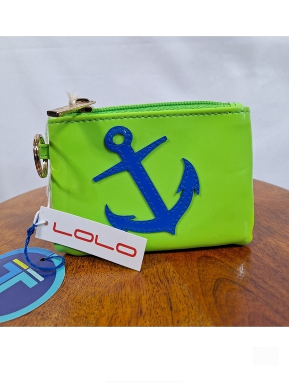 LOLO Green Anchor Mini Avery Key Chain Bag NWT